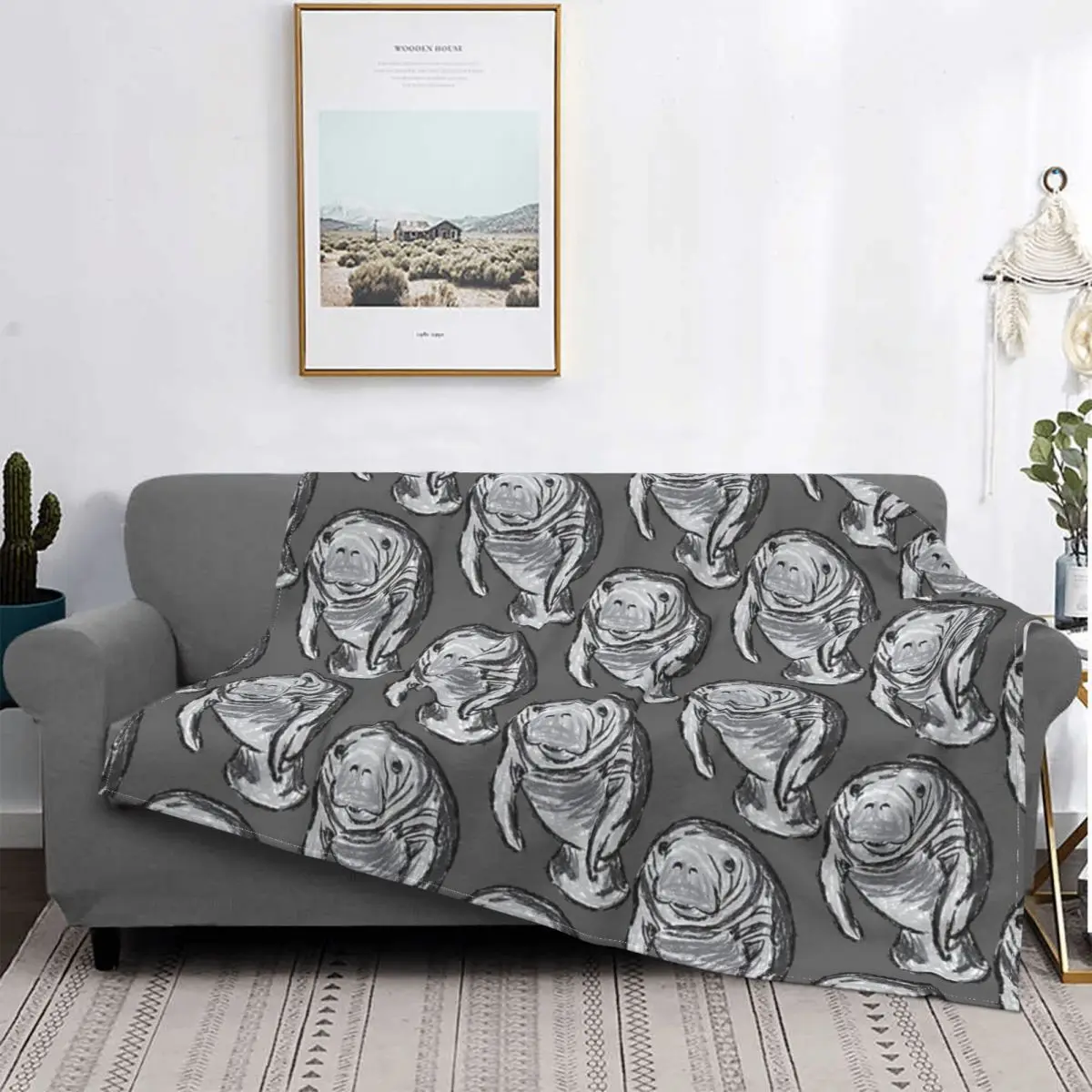 

Obra de arte de una manta de manati, colcha para cama A cuadros, funda para sofda, manta para sofda, colcha para cama