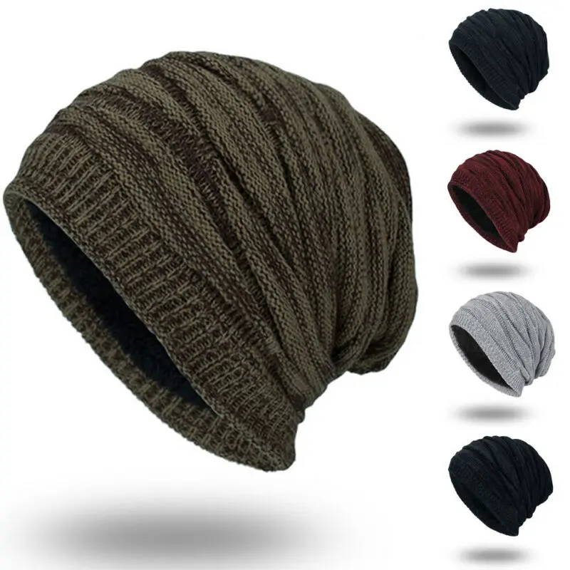 

Men's Womens Knit Baggy Beanie Oversize Winter Warm Hat Ski Slouchy Thick Cap