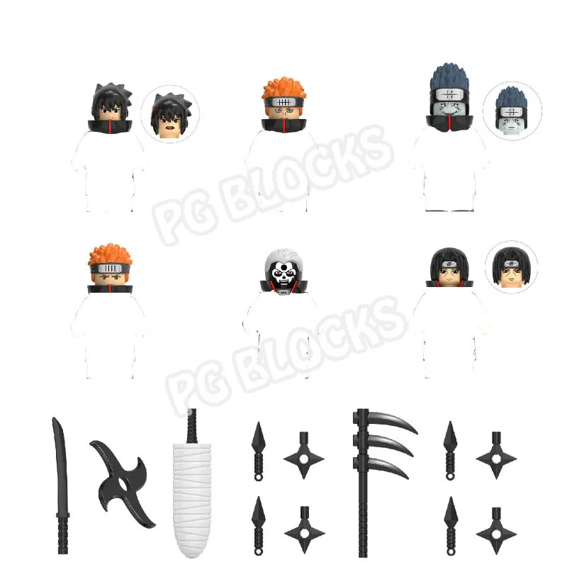 

New Narutos Building Blocks Hatake Kakashi Uzumaki Uchicha Ninja Model Action Figures DIY Small Bricks Educaitonal Toys for Kids