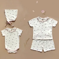 2022 summer home and sleep clothes for kids pajamas sets printed short sleeve shorts 2pcs suit leisure baby girls sleepers sets
