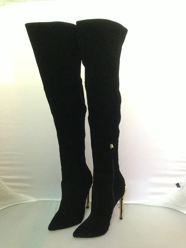 Europen&ampAmerica women's suede leather Over knee boots high quality genuine heeled thigh boot EU35-42 Size BY742 |