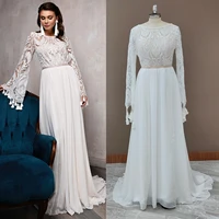 big size boho beach wedding dress custom made princess cut out lace long sleeves corset chiffon bridal gowns tassels backless