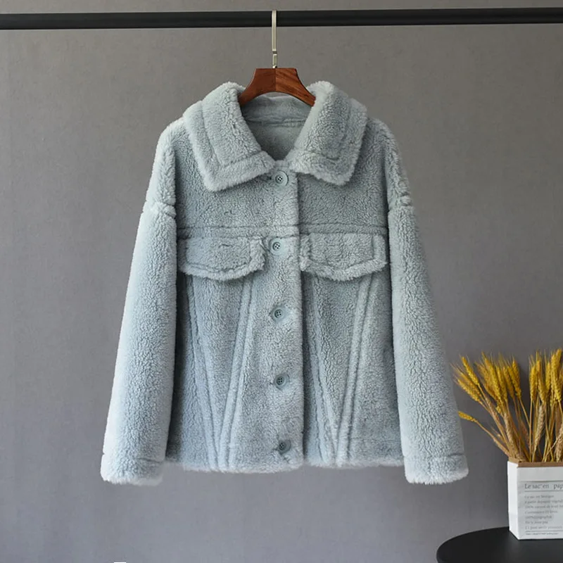 

Coat 2020 New Women Real Winter Jacket Sheep Shearing 100% Wool Fur Coats and Jackets korean Manteau Femme L9019 KJ3485