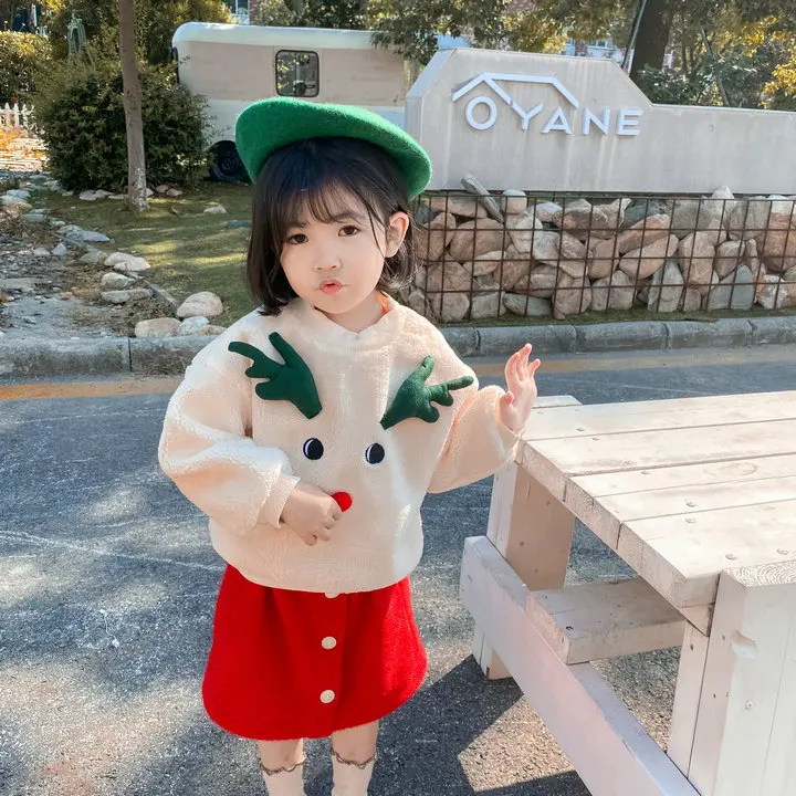 

2019 Girl Baby Winter Clothing Set Christmas Deer Cashmere Sweaters+Skirts,Girls Kids Fashion Clothes Sets New Year Wear