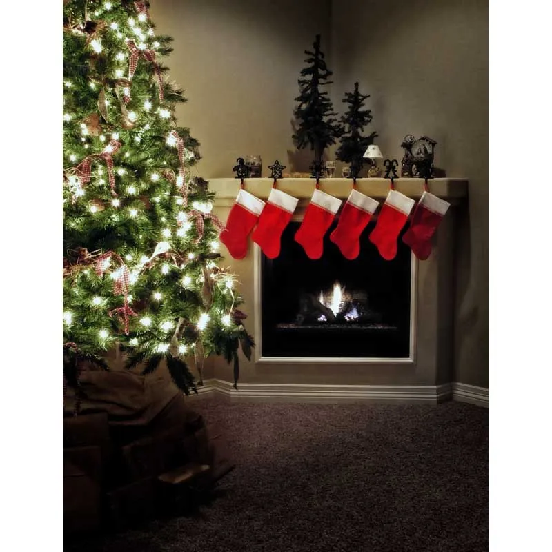 5x7FT Счастливого Рождества свет дерево загрузки камин игрушка звезда гостиная