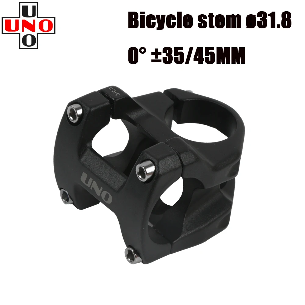 

UNO Bike Handlebar Stem 31.8x35/45mm MTB Power 0 Degree Stem Ultralight Aluminum Mountain Bike Bar Extender Bicycle Parts