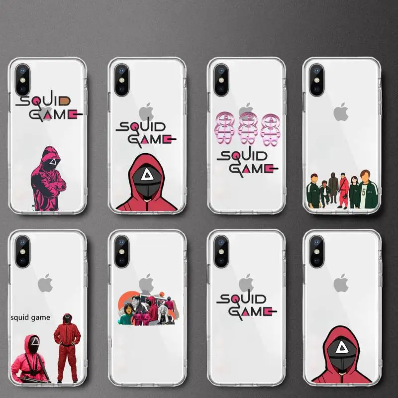 

Squid Game horror tv show Phone Case Transparent soft For iphone 12 11 13 7 8 6 s plus x xs xr pro max mini