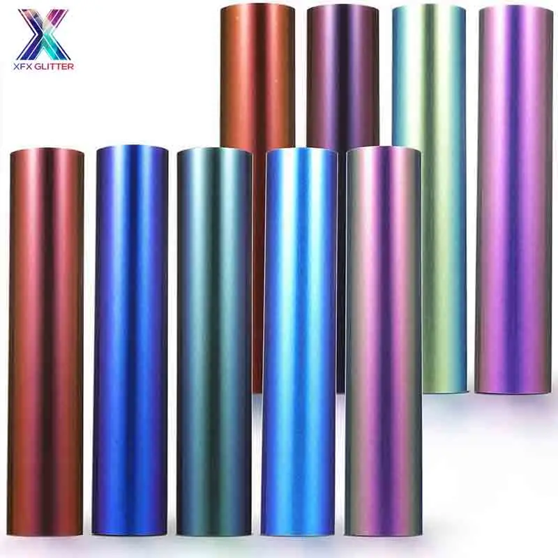 XINFANGXIU 25x30,5 см HTV cricut многоцветный клей крафт Перманентная Виниловая Наклейка Письмо пленка мягкий металл Htv винил для футболки