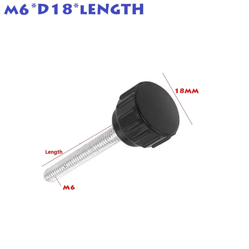 10 шт./лот M6 наружная резьба накатанная ручка зажим 18 мм Головка винтовая Ручка