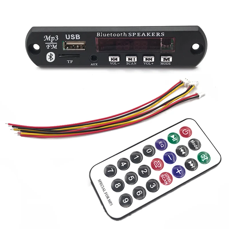 Беспроводной Bluetooth 12 В 24 в MP3 WMA декодер плата аудио модуль USB TF радио FM AUX