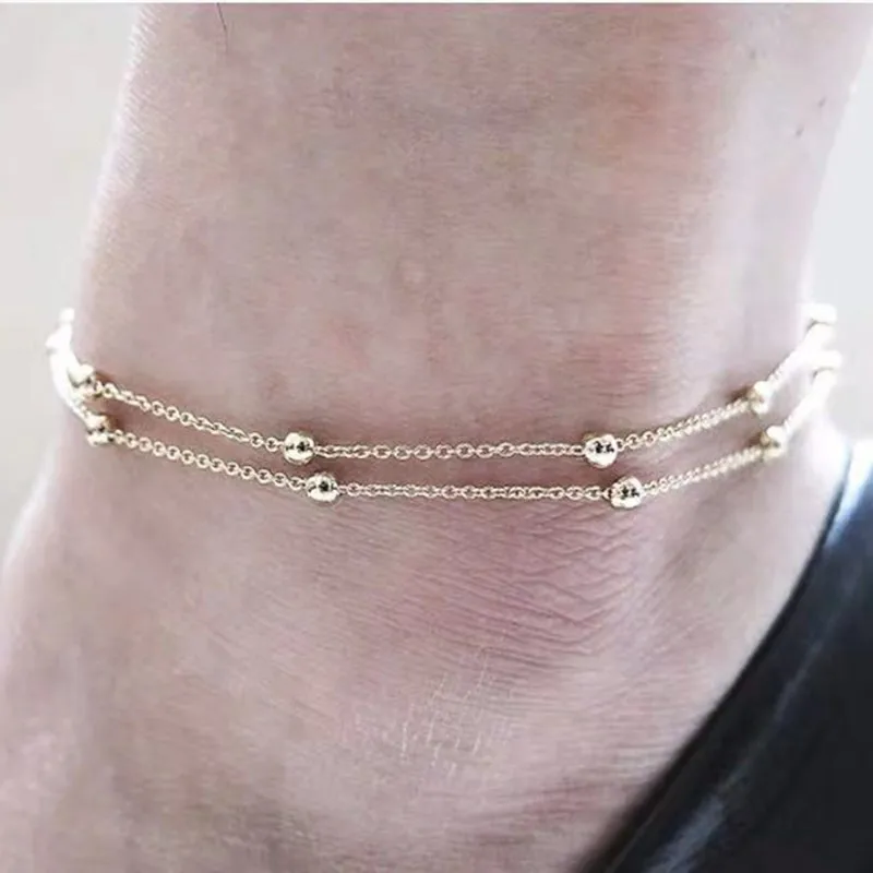 Модный и сокращенный двухэтажный ножной браслет индивидуальный спутниковый на