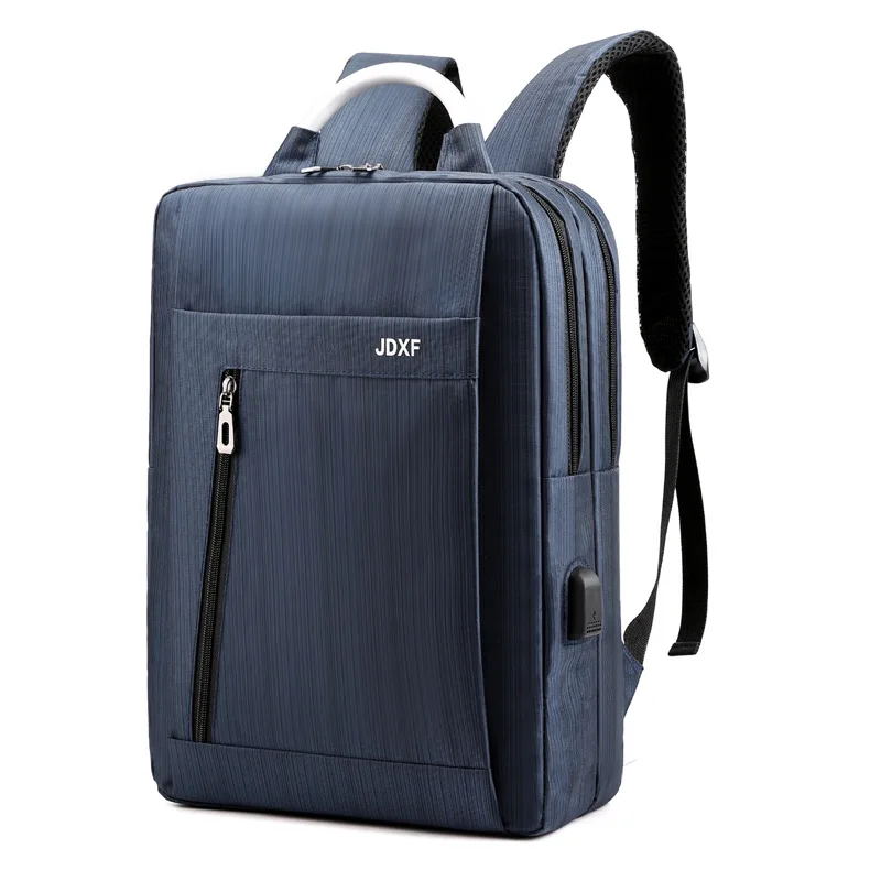 Деловой водонепроницаемый рюкзак с usb-зарядкой черно-серая школьная сумка для