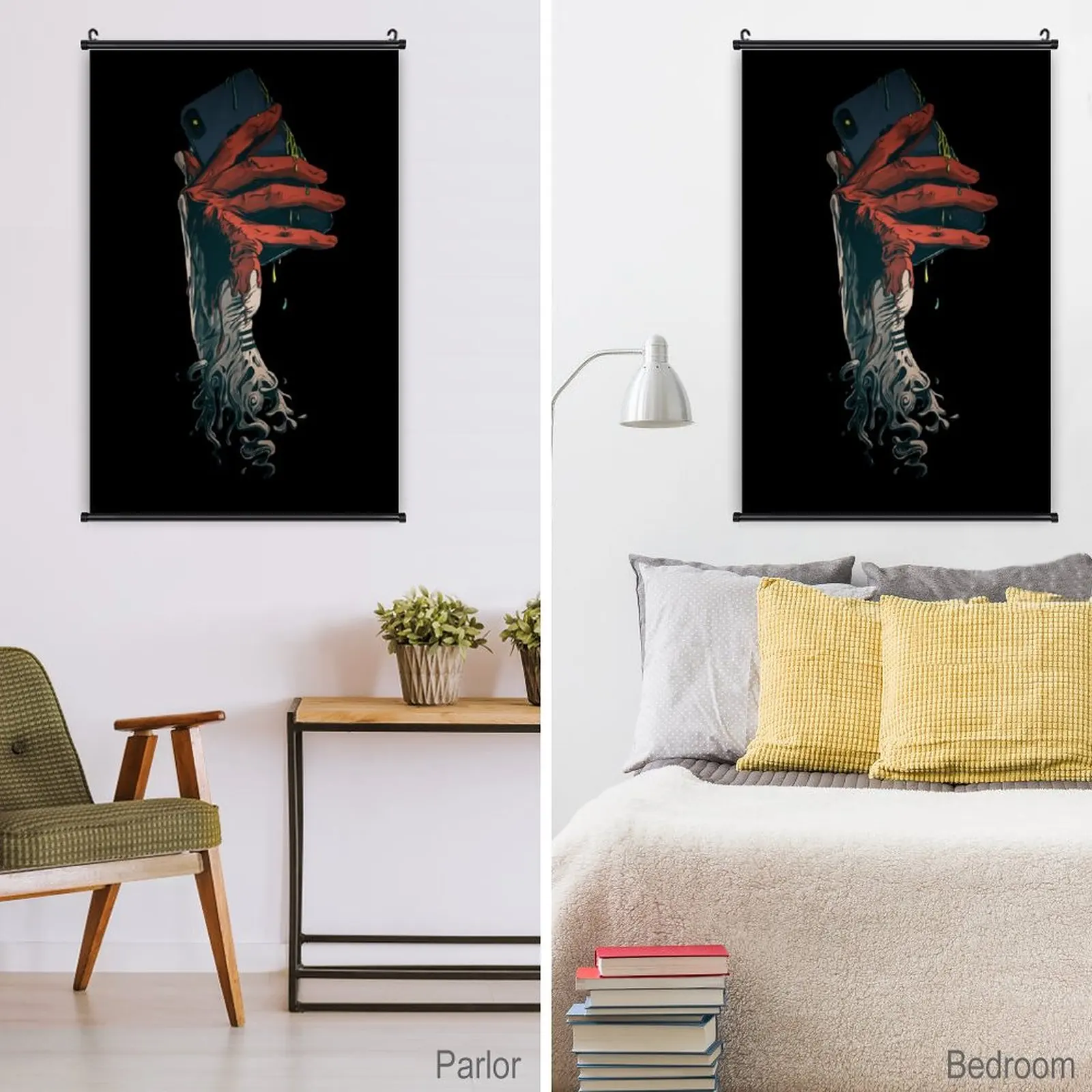 

Hiphop Music Scroll Poster Hanging Painting Anime Wall Art Oil Canvas High-end Configuration Hook Fade Resistant Decoration Home