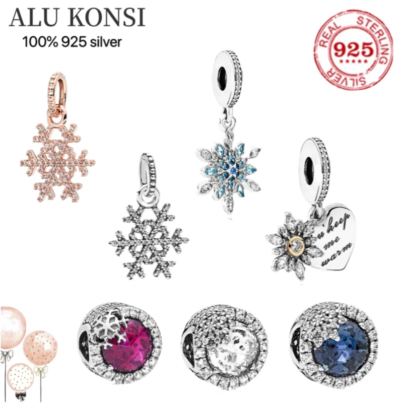 

2021 New sale Snowflake Charm Bead Fit Original Pan Bracelet 925 Sterling Silver DIY Jewelry Making For Women Gift