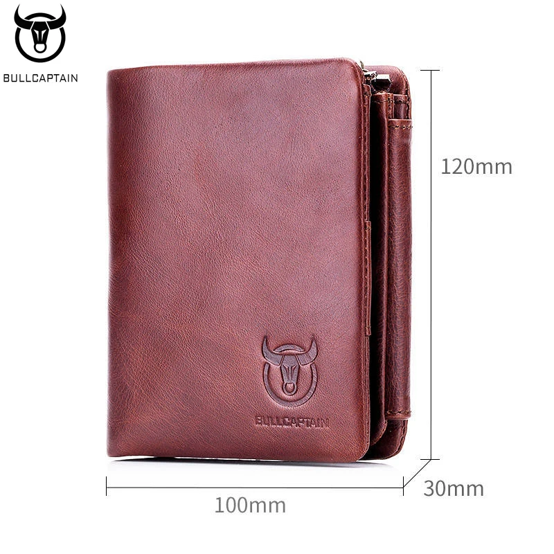 Мужской кожаный кошелек BULLCAPTAIN складной бумажник из мягкой воловьей кожи