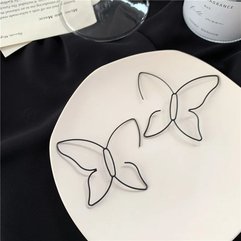 Модные ретро большие серьги-гвоздики с бабочками женские ювелирные изделия