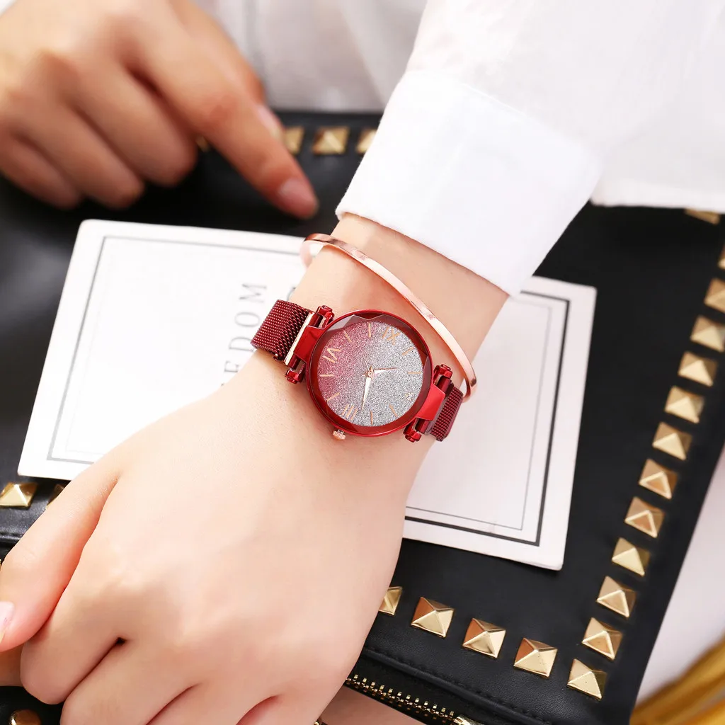 Vansvar женские часы с магнитной пряжкой градиентные Звездные римские кварцевые