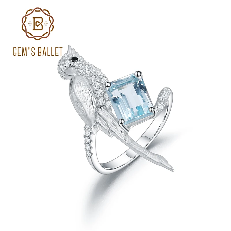 Женское кольцо из серебра 925 пробы с натуральным голубым топазом|Кольца| |
