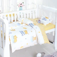 3pcs set newborn baby crib bedding set cotton cartoon print bed sheets duvet cover case pillow case children bed linens kids