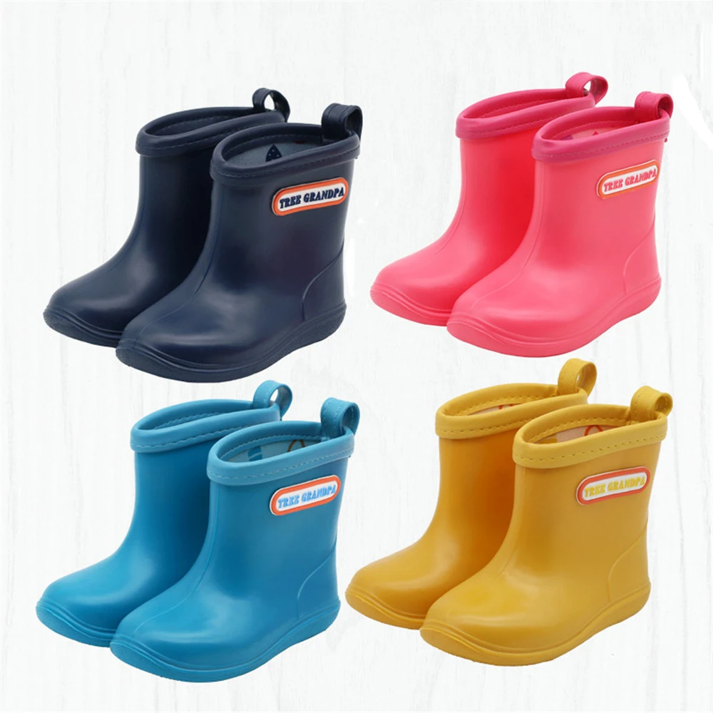

Solid Children Rain Boots Baby PVC Waterproof Rainy Shoes Rubber Toddler Girl Boy Anti Slip Ankle Boots for Outdoor