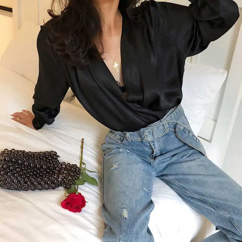 Женский боди с длинным рукавом богемный Вдохновленный черного цвета цветочным