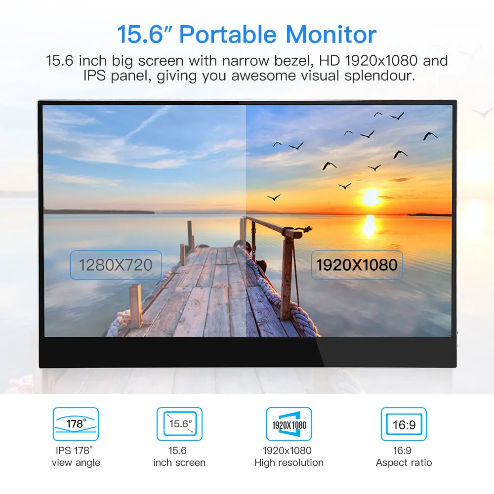 Портативный монитор с HDMI Eyoyo 15 6 &quotдюймовый игровой 1920x1080 HDR дисплей второй экран