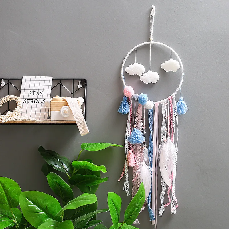 Индийские Бохо перья кружевные помпоны Ловец снов вигвам палатка украшение