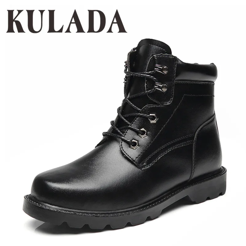 KULADA/ботинки Мужская зимняя обувь теплые мужские Ботильоны Высококачественная