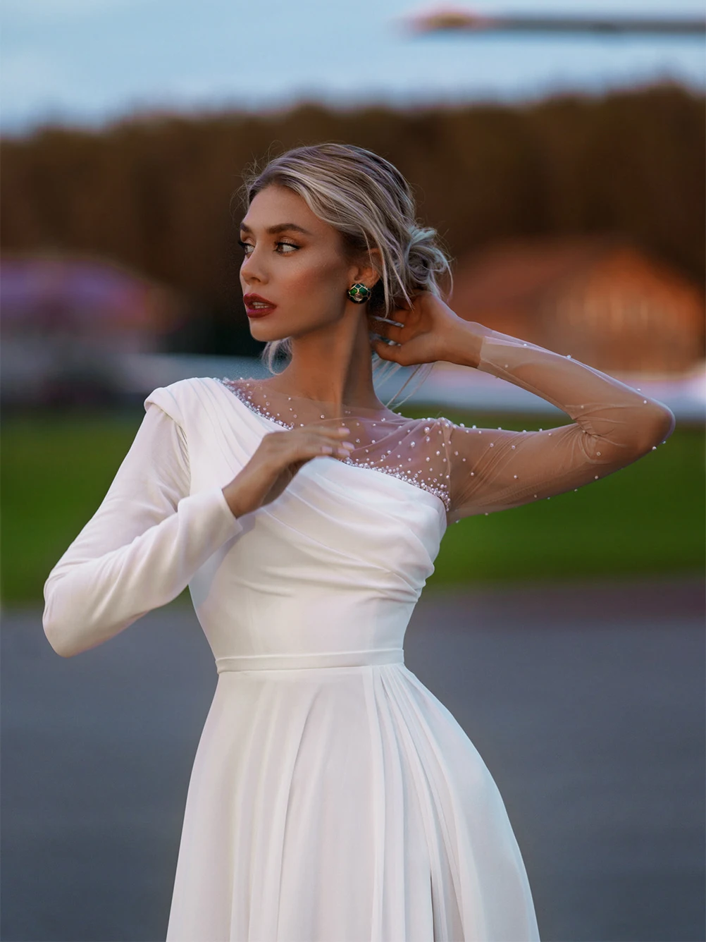 Водонепроницаемые Мокасины с круглым вырезом расшитое бисером свадебное платье