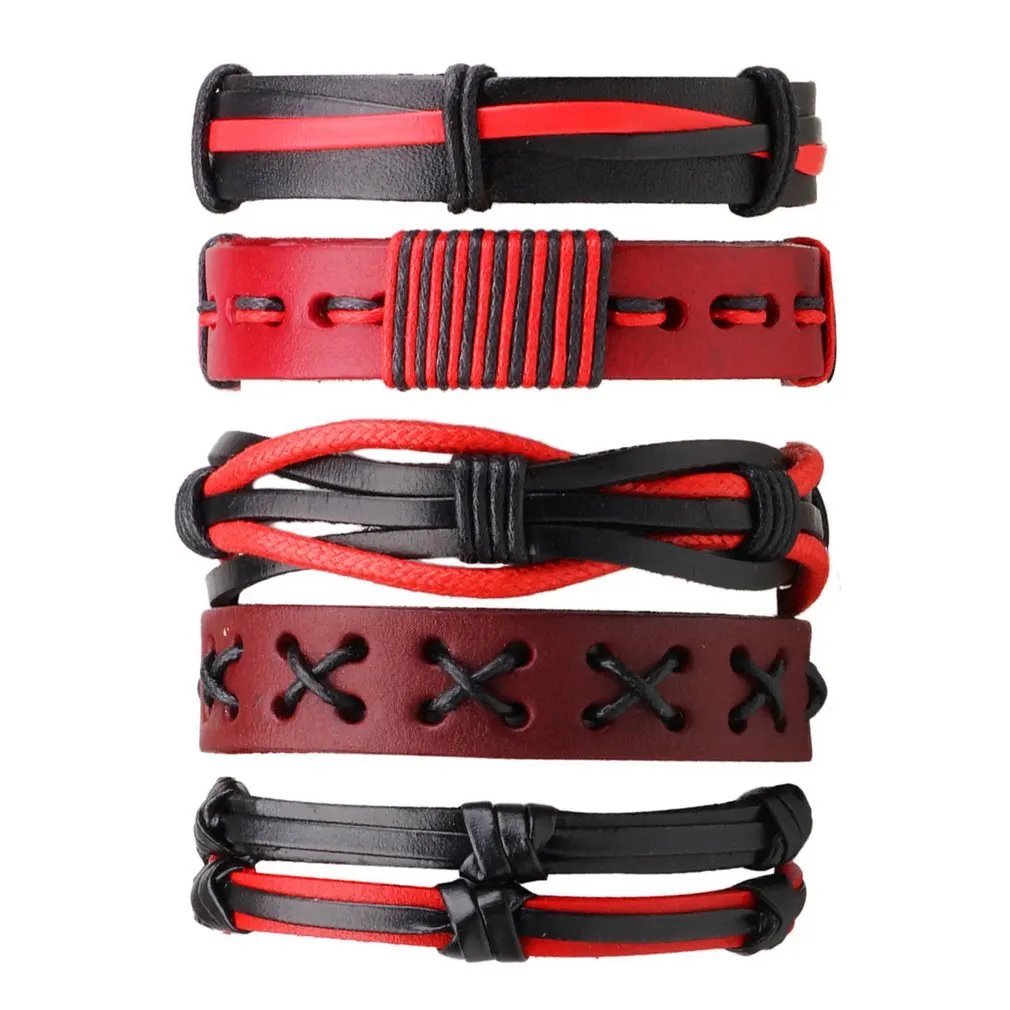 5 шт./лот плетеный браслет ручной работы из искусственной кожи в этническом стиле