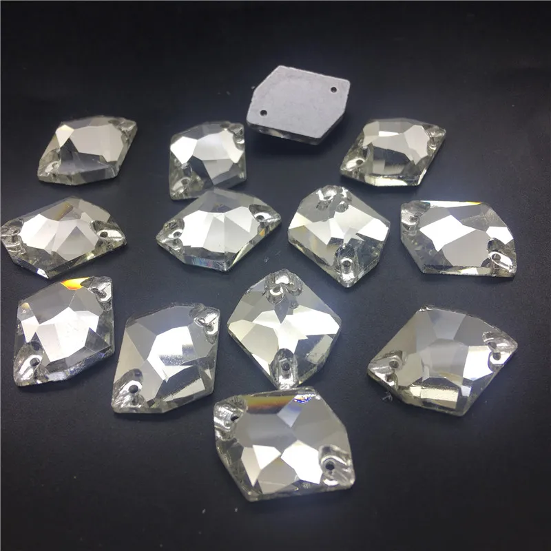 Crystal Clear TopStone все цвета 13x17 мм Космическая Форма стекло Кристалл пришить стразы 17x14 мм Flatback 2 отверстия шитье бисера Ювелирных изделий - Цвет: Crystal Clear