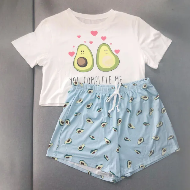 

Cute Pajamas for Women Cow Print 2020 Pyjamas Women Short Sleeve Sleepwear Cartoon Print Pijamas Women Summer Home Clothes