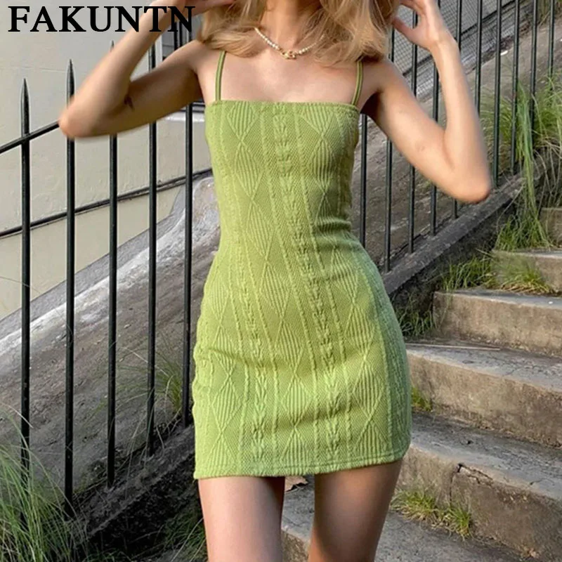 

Vintage Y2K Knit Bodycon Dress Women Streetwear Sleeveless Vestido egirl y2k Aesthetic Clothes Sexy Party Mini Summer Dress 2021