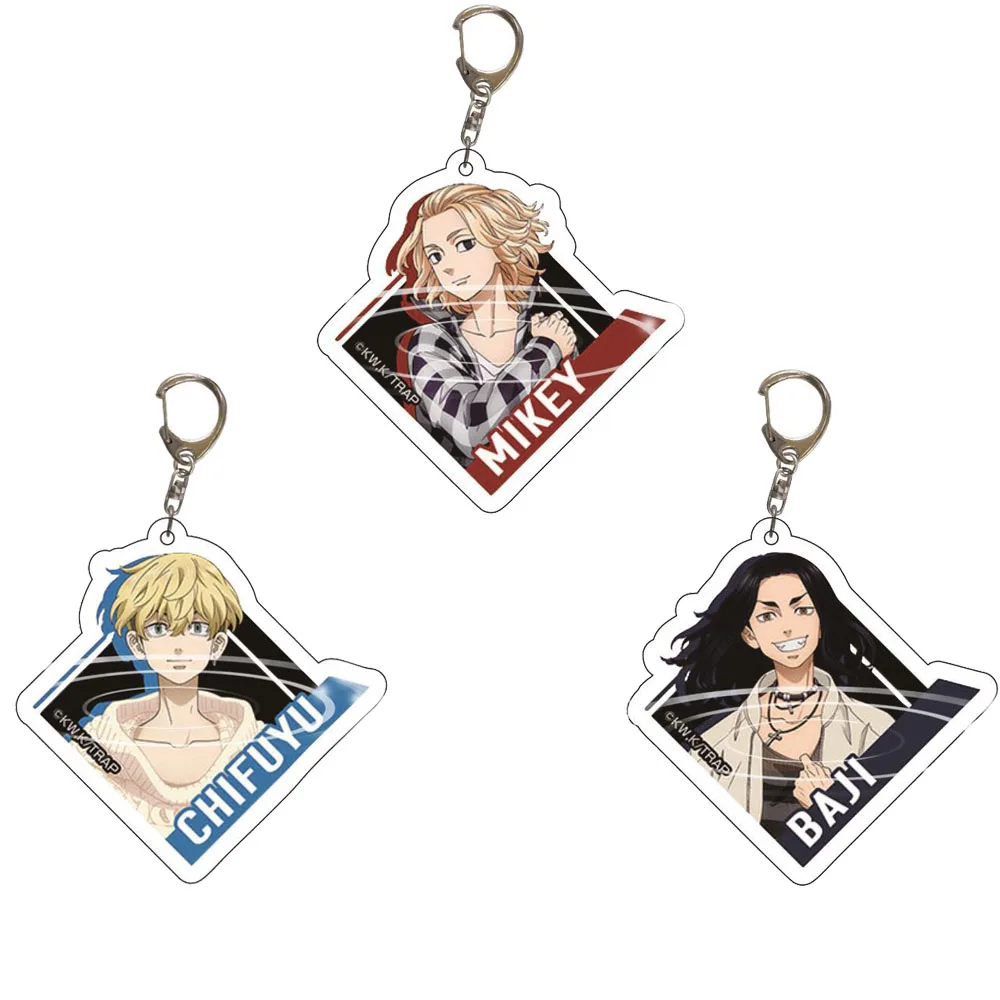 

New Anime Tokyo Avengers Keychains Sano Manjiro Figure Toy Keyring Accessories Cute Hanagaki Budo Children Cosplay Gift