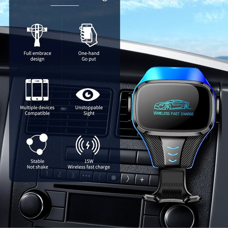 Автомобильное беспроводное зарядное устройство 15 Вт с держателем для Iphone 11 12 Pro Max