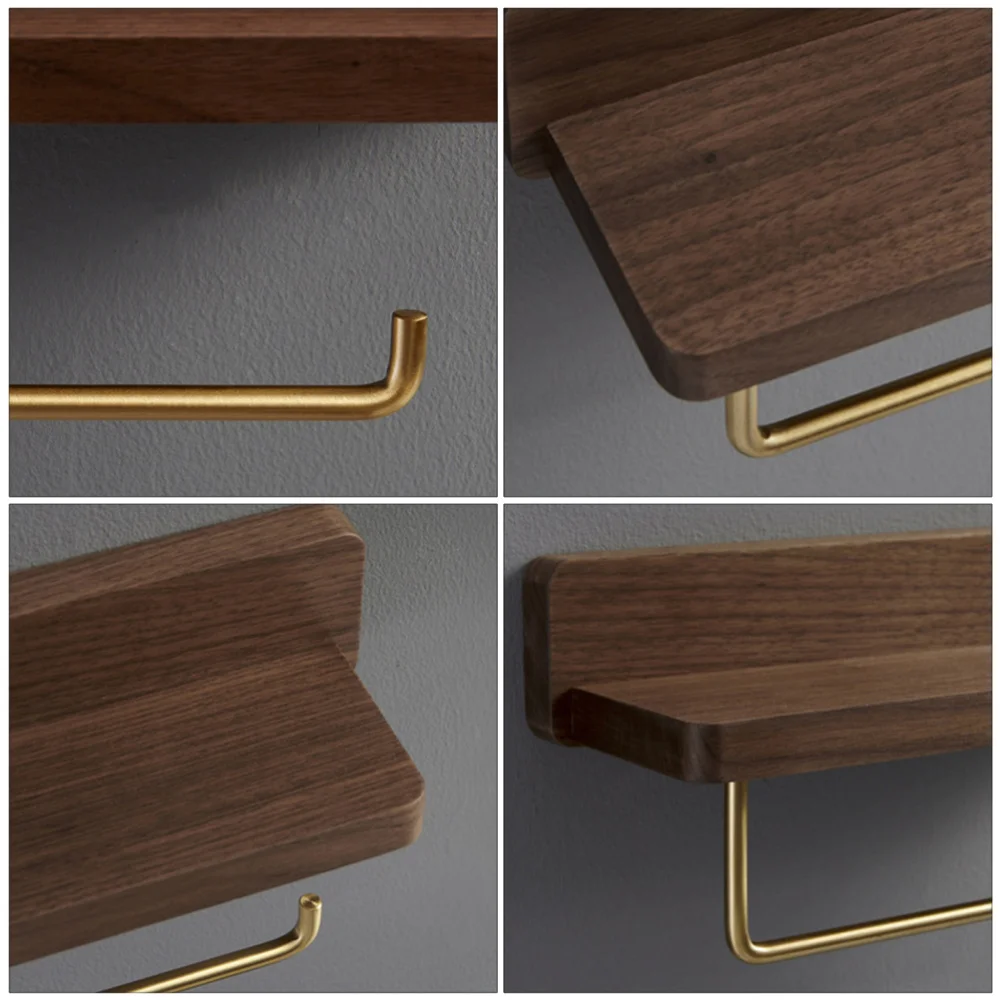 

1pc Free Punching Holder Wood Brass Bathroom Kitchen Tissue Rack