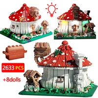 2633pcs city street view series led mushroom house building blocks diy friends construct figures bricks toys for girls gifts