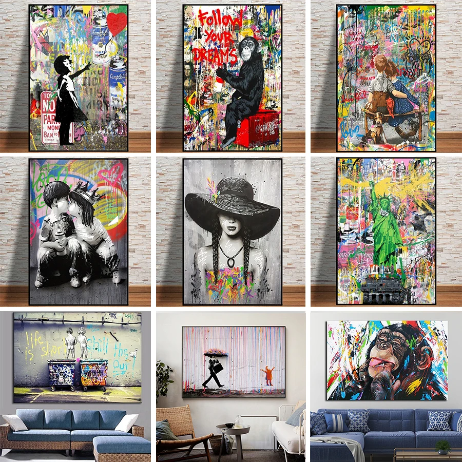 

Street Pop Art "Follow Your Dreams" Canvas Paintings Graffiti Posters and Prints Wall Pictures for Modern Living Room Cuadros