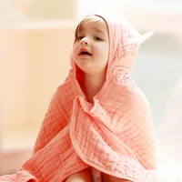 6 layers infant hooded bath towel cotton gauze towel children towel boys girls baby hooded cloak towel