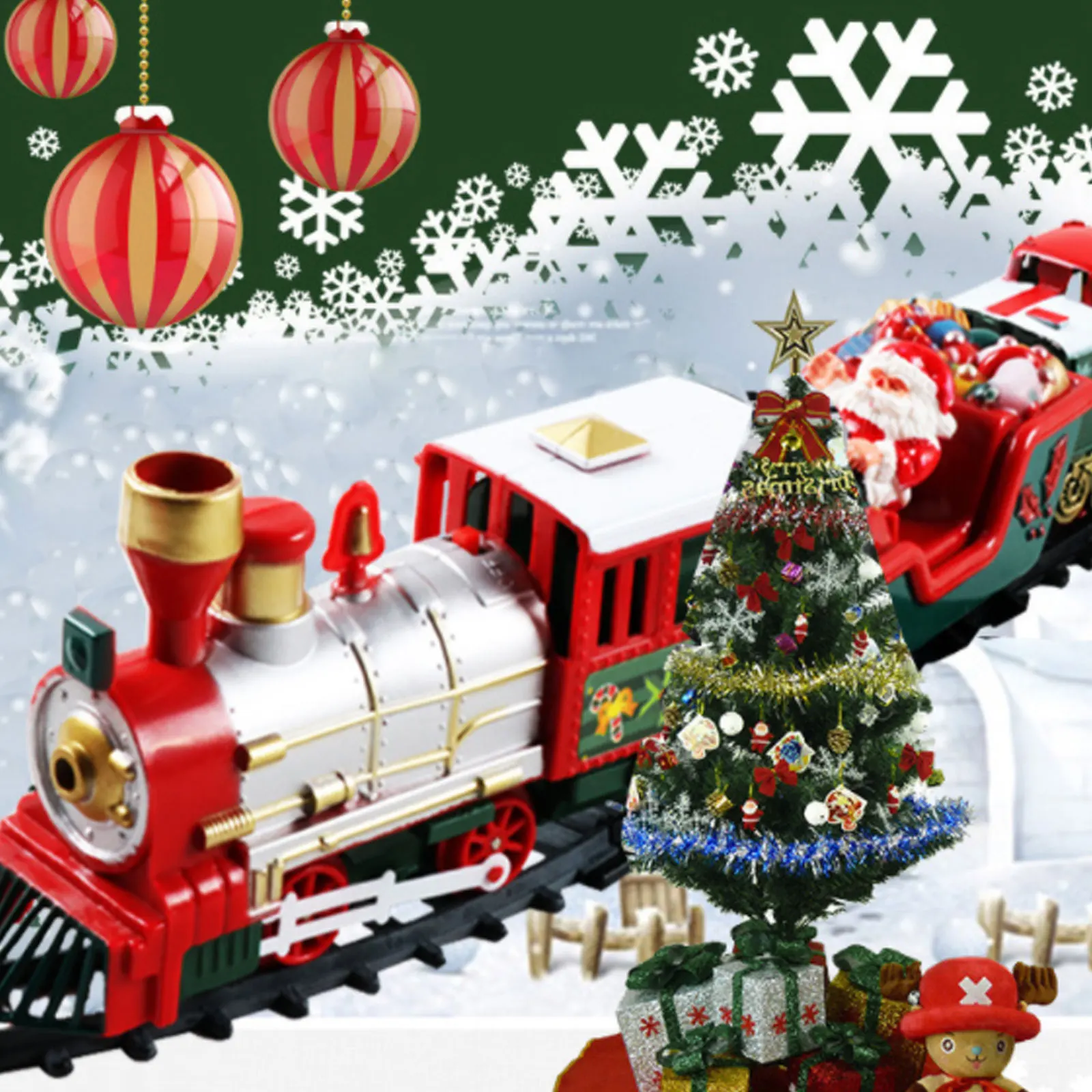 

Рождественский поезд, электрическая игрушка, украшение для рождественской елки, рамка для поезда, железнодорожный автомобиль с реалистичн...