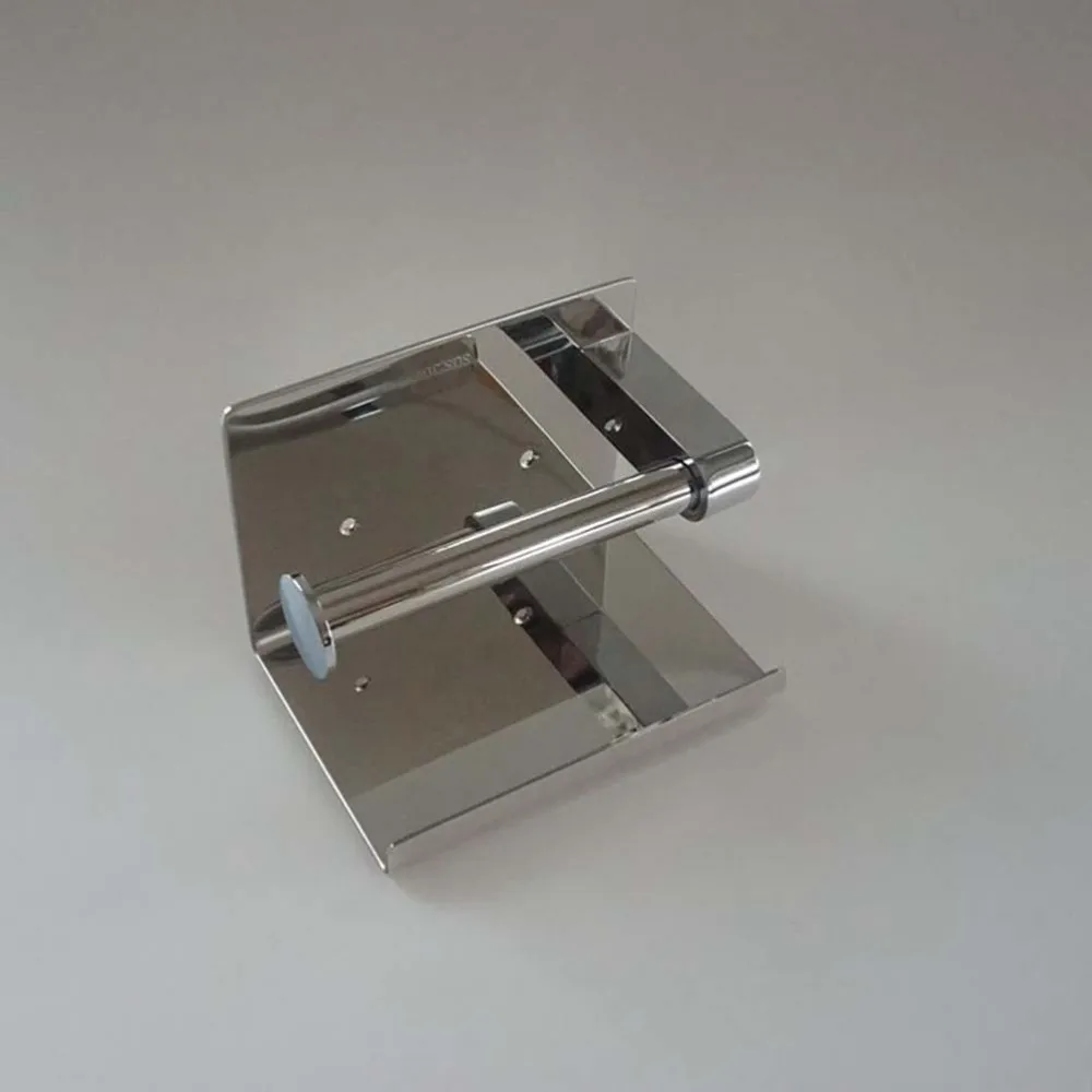 

304 Stainless Steel Wall Mount Bathroom Tissue Holder With Shelf Rack