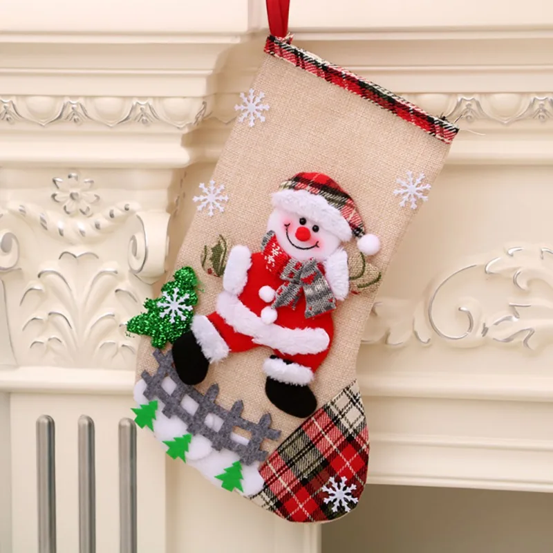 

Christmas Stockings Pendant Cloth Christmas Tree Elk Snow Decorated Christmas GIF Home Christmas Stocking Oversized Gifts