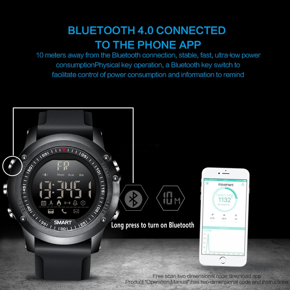 LIGE спортивные умные часы мужские Многофункциональные цифровые Bluetooth шагомер IP68