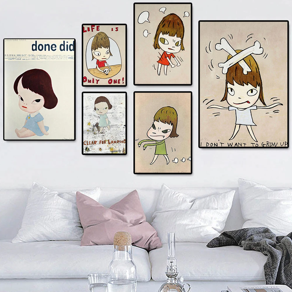 

HD Print Nara Yoshitomo Sleepwalking Doll Canvas Art Poster Wall Picture Modern Baby Children's Room Home Decor Prints