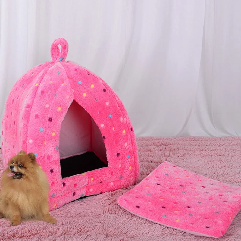 Лидер продаж собачий питомник плюшевый домик для собак с ковриком клетка