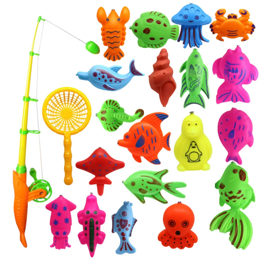 22Pcs Waterproof Magnetic Fishing Tools Set Baby Bath Parent-Child Interaction Puzzle Toy Set