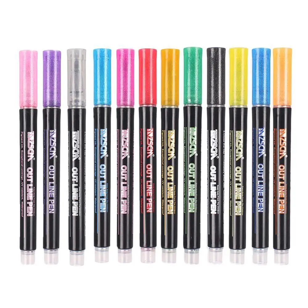 

Double Line Outline Pen Set Candy Color Hand Note Pen Supplies For Art Pen Painting Marker Highlighter School Writing S9C4