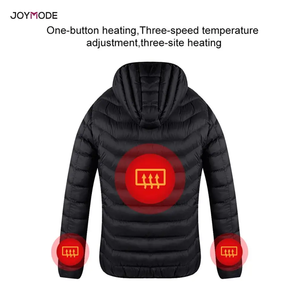 JOYMODE для мужчин и женщин с подогревом куртки жилет вниз хлопок открытый пальто USB Электрический нагрев капюшоном зимние тепловые теплые жакеты