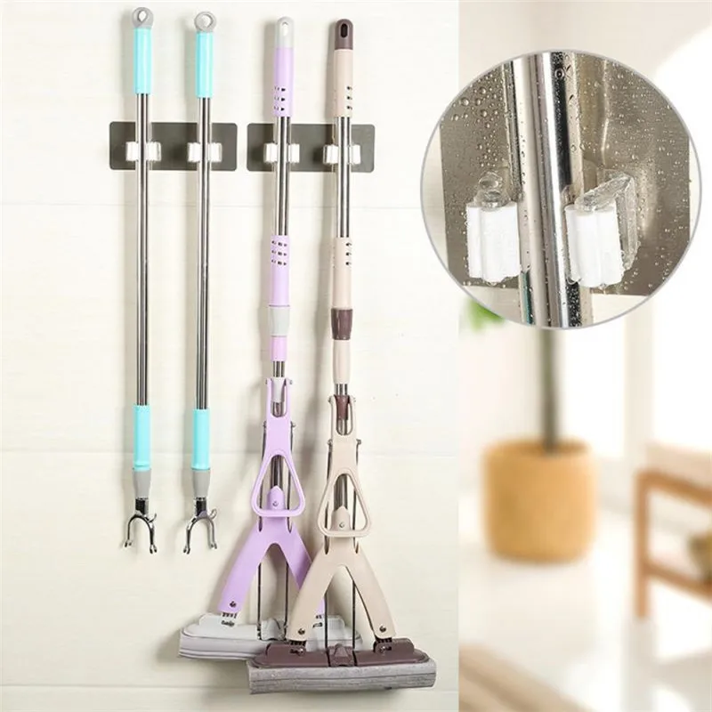 

Wall Mounted Mop Organizer Holder Bathroom Brush Broom Hanger Storage Rack Kitchen Tool Housekeeper Accessory Hanging Pipe Hooks