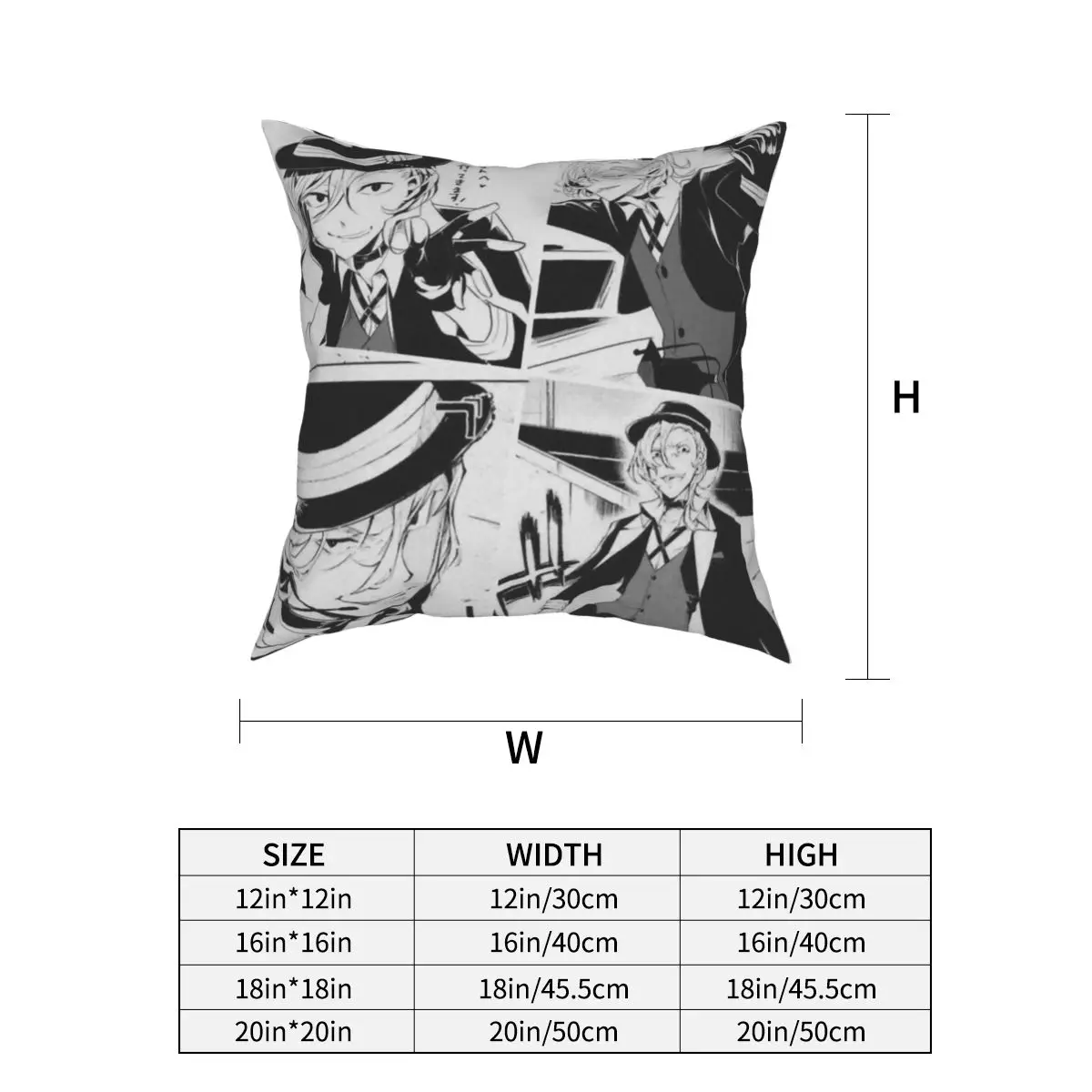 

Manga Chuuya Bungou Stray Dogs Pillowcase Soft Fabric Cushion Cover Decorative Throw Pillow Case Cover Home Zipper 40X40cm